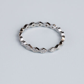 Sterling Silver Diamond Shape Band Adjustable Ring, 5 of 7