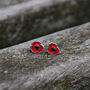 Poppy Red Flower Stud Earrings, thumbnail 1 of 5