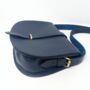 Leather Saddle Bag Loop Closure Crossbody Sam In Navy Blue, thumbnail 3 of 8