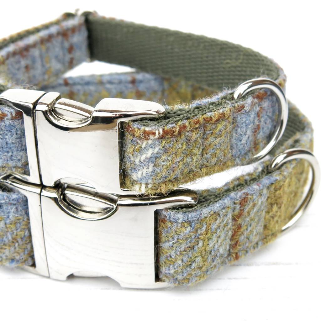 lichen harris tweed dog collar by furry necks