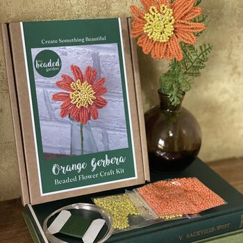 Orange Gerbera Beaded Flower Craft Kit, 3 of 4