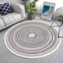 Cotton Round Rug Grey Area Rug With Tassels, thumbnail 3 of 10