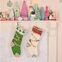 Christmas Pom Pom Stocking – Festive Knitted Stocking With Pom Pom Garland, thumbnail 1 of 5