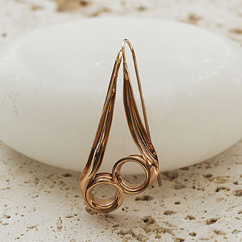 Ringlet Long Drop Rose Gold Plated Silver Earrings, 3 of 6