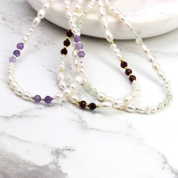 Gemstone And Pearl Beaded Necklace, 3 of 12