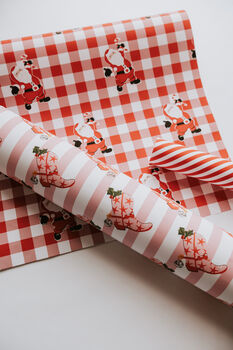 Pink Christmas Cowboy Cowgirl Boot Wrapping Paper Gift Wrap, 2 of 6