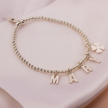 Personalised Silver Name Bracelet With Charm, 9 of 11