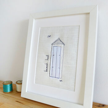 Embroidered Spotty 'Beach Hut' Picture, 4 of 4