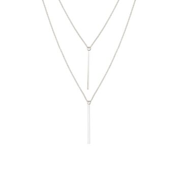 Margot Sterling Silver Double Bar Long Necklace, 2 of 3