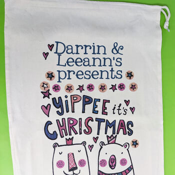 Personalised Couples Christmas Present Sack, 2 of 2