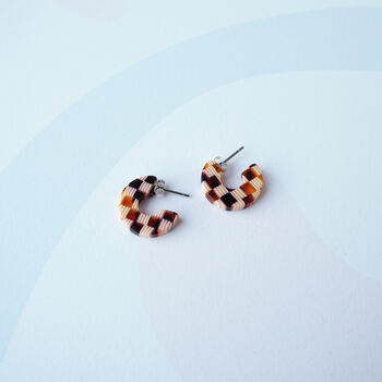 Honey Checker Super Mini Hoop Earrings, 6 of 7