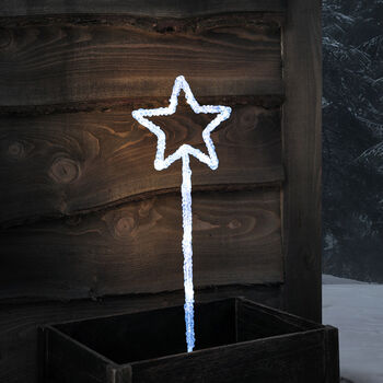 Christmas Set Of Three Acrylic Star Stake Lights White LED Battery Operated With Timer 43cm, 3 of 3