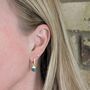 Green Onyx Gemstone Hoop Earrings, thumbnail 2 of 5