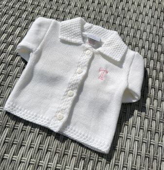 Luxury White Knitted Baby Cardigan, 7 of 7