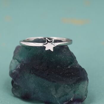 Sterling Silver Dainty Star Open Ring, 4 of 11