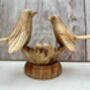 Wooden Bird Ornament Love Birds On Nest With Mushroom, thumbnail 2 of 9