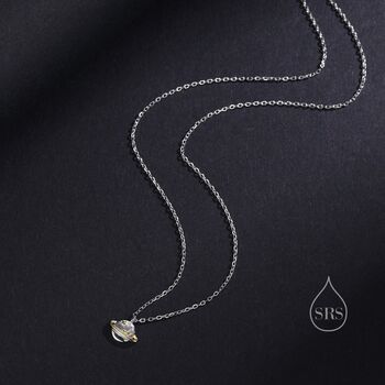 Dainty Planet Pendant Necklace In Sterling Silver, 5 of 10