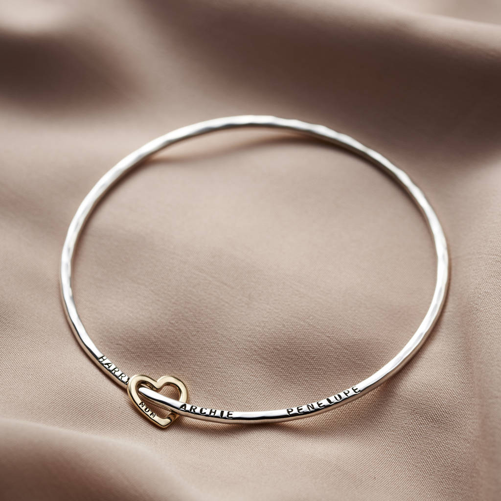 Personalised 9ct Gold Heart Bangle, 1 of 10