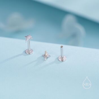 Internally Threaded Starburst Flat Back Earrings In Sterling Silver, 2 of 10