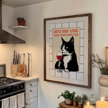 Personalised Cats And Wine Wall Art Print In A4 Or A3, 3 of 6