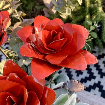 Set Three Red Rose Recycled Metal Flowers Artredrose, 8 of 9