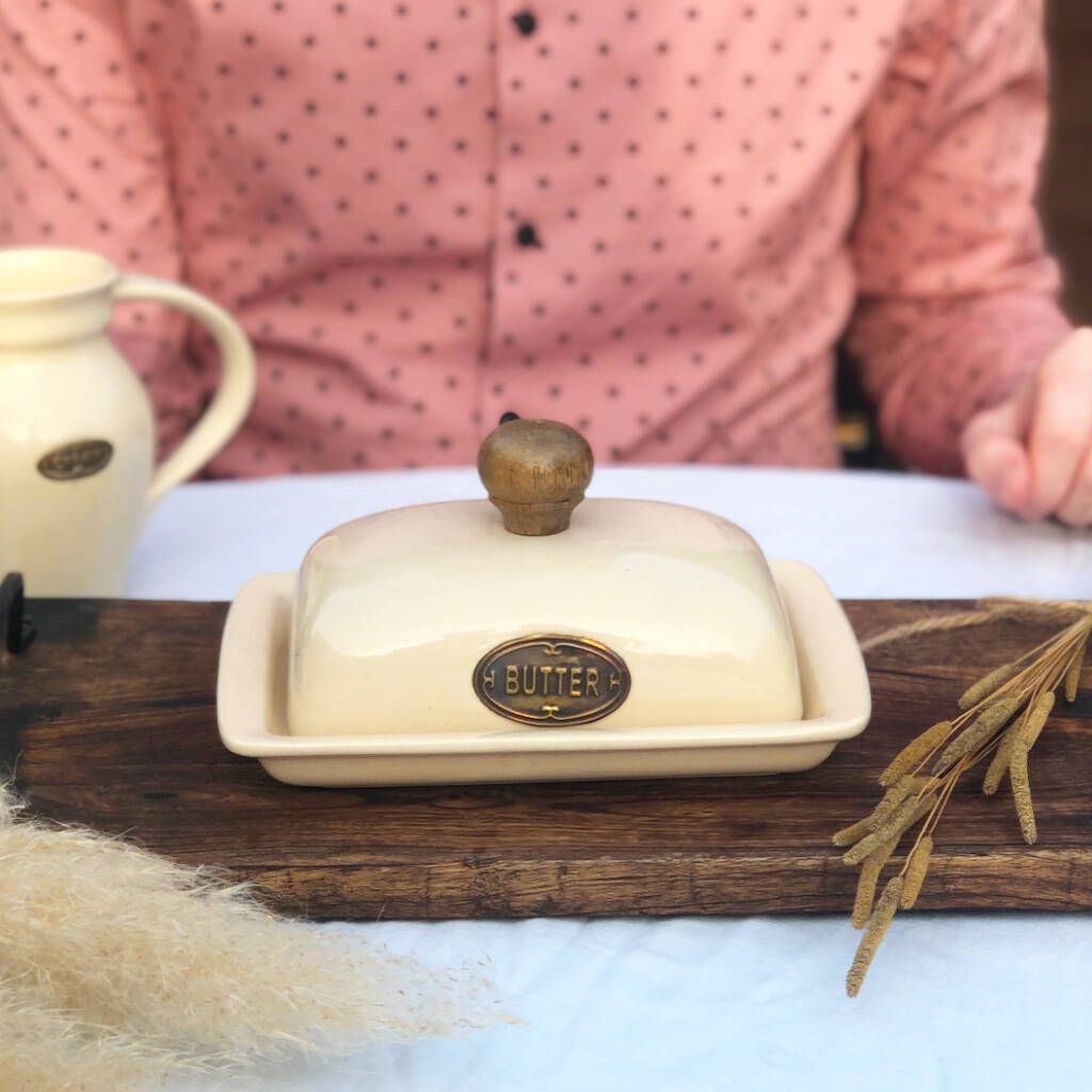 Cream Ceramic Butter Dish Butter Tray With Lid By The Happy Place