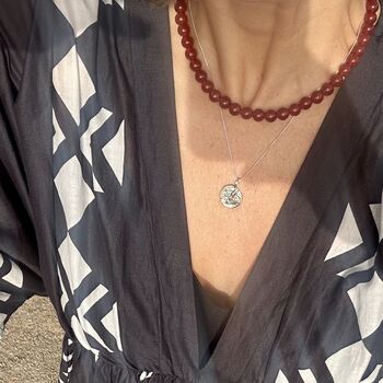 Edie Sterling Silver Red Agate Necklace, 3 of 5