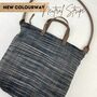 Fair Trade Woven Cotton Leather Double Handle Handbag, thumbnail 1 of 11