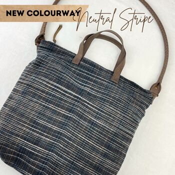 Fair Trade Woven Cotton Leather Double Handle Handbag, 2 of 11