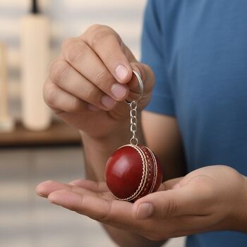 Personalised Vintage Miniature Cricket Ball Keyring, 4 of 12