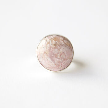 Rhodochrosite Pink Gemstone Ring Set In Sterling Silver, 3 of 8