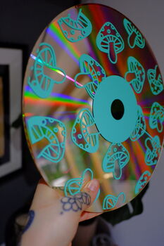 Mushroom Trippy Upcycled 12' Laser Disc Decor, 5 of 6