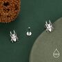 Sterling Silver Stag Beetle 16g Flat Back Stud Earrings, thumbnail 5 of 11