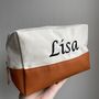 Personalised Embroidered Canvas And Faux Leather Toiletry Bag, thumbnail 7 of 7