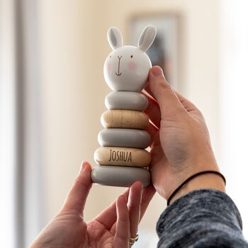 Personalised Wooden Stacker Toy Rabbit Bear Or Elephant, 8 of 12