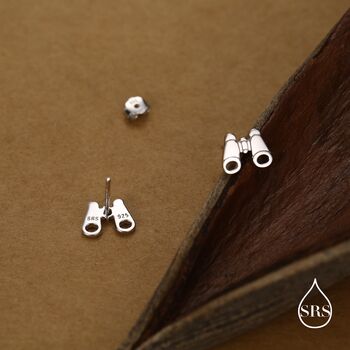 Sterling Silver Binocular Stud Earrings, 5 of 11