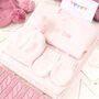New Baby Girl Blanket, Cardigan, Hat And Mittens Gift Set, thumbnail 4 of 12