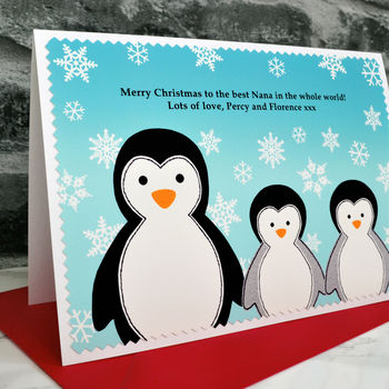 'Penguins' Personalised Christmas Card From Children, 3 of 3