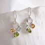 Moonstone, Peridot, Citrine And Topaz Earrings, thumbnail 1 of 5