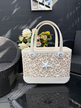Leopard Print Tote Bags, Three Stunning Designs, Tan/ Pink, Black/ Grey, Cream/Tan, 2 of 8