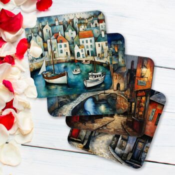 Enchanted Vistas Set Of Four Pu Leather Coasters, 5 of 8