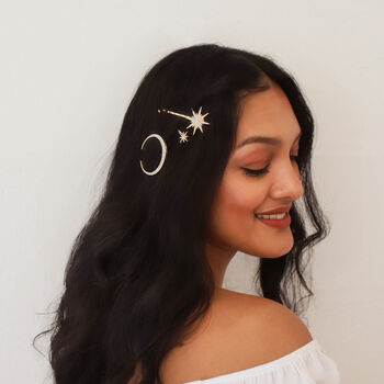 Juno Moon And Star Wedding Hair Clip Set, 2 of 7