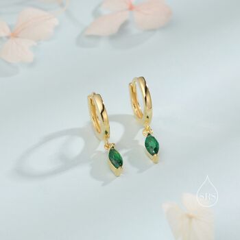 Extra Tiny Marquise Cz Huggie Hoop Earrings, 2 of 12