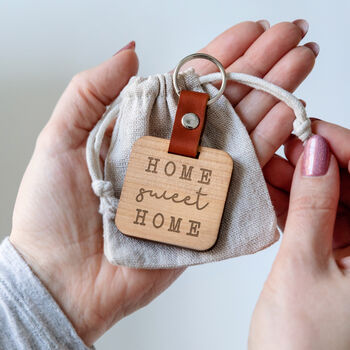 Engraved Wooden 'Home Sweet Home' Key Ring, 2 of 4