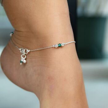 Sterling Silver Colourful Beaded Payal Anklet, 2 of 5
