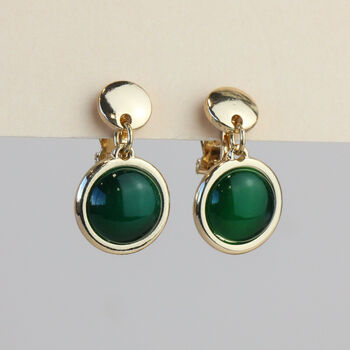 Gold Gemstone Clip On Drop Earrings, 5 of 5