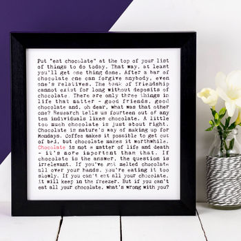 Chocolate Quotes Print, Chocolate Lover Gift, 3 of 10