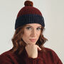 T Lab Bob Red Donegal Wool Bobble Beanie Hat, thumbnail 7 of 9