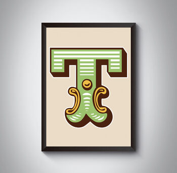 Capital T Letter Bold Carnival Initial Art Circus Print, 2 of 4