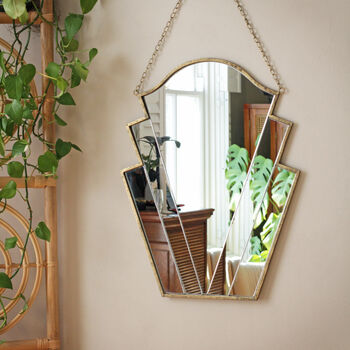 Gold Art Deco Mirror With Chain, 3 of 3